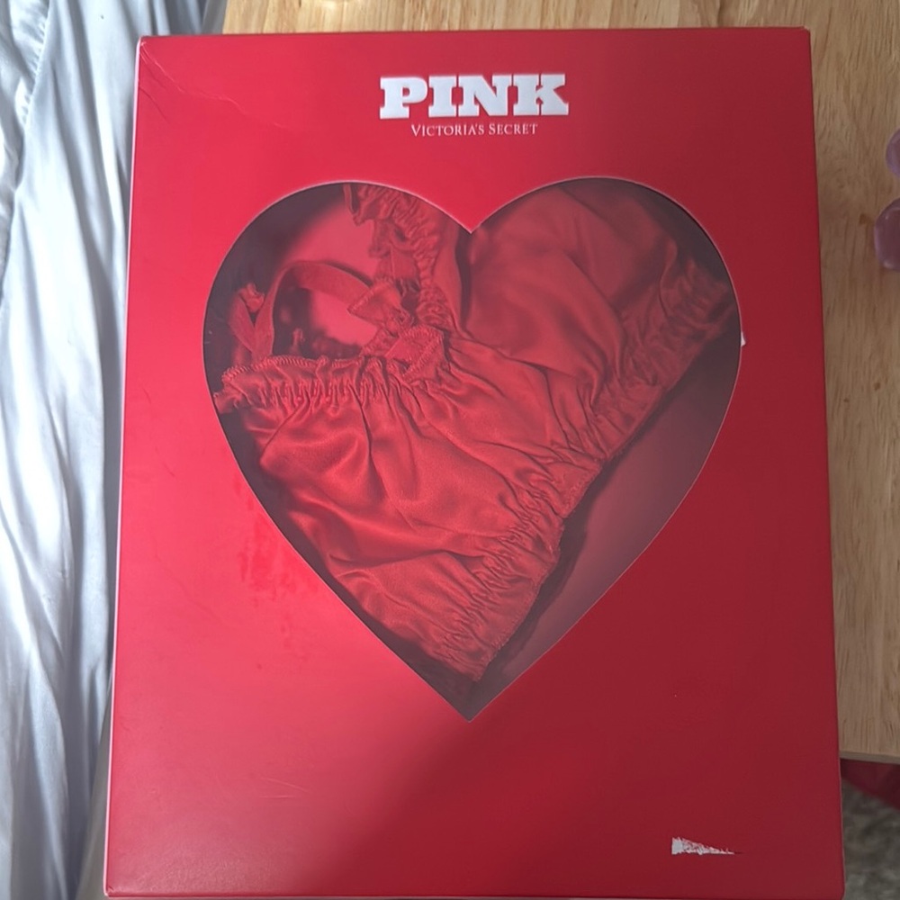 PINK Victoria's Secret Red Bra with Heart-Shaped Cutout